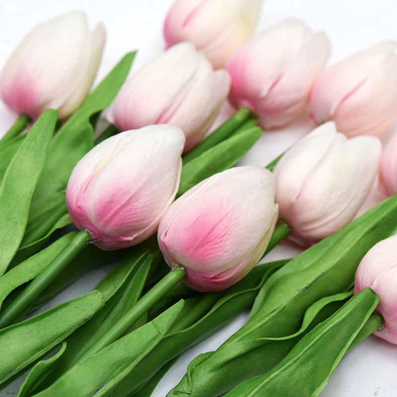 FiveSeasonStuff Real Touch Tulips Artificial Flowers â€“ 15 Stems Faux Tulip Bouquet in Gift Box for Wedding, Home Decor, Party, Floral Arrangements (Lovable Pink) - Image 5